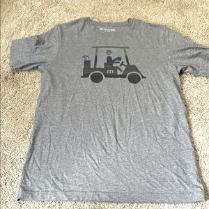 Travis Mathew Shirt Mens Medium Gray Golf Cart Beer Logo Short Sleeve